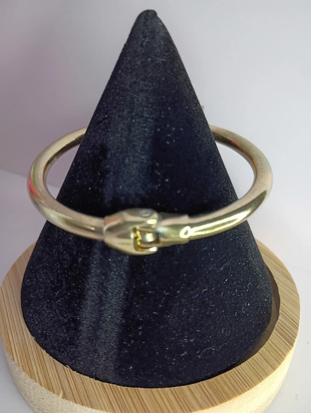 Gold-Frame Double Black Stone Cuff Bracelet